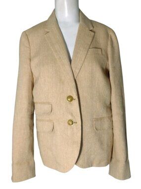 J Crew Dalton Womens Linen Blend Blazer 8 Herringbone Tweed Office Academia Tan